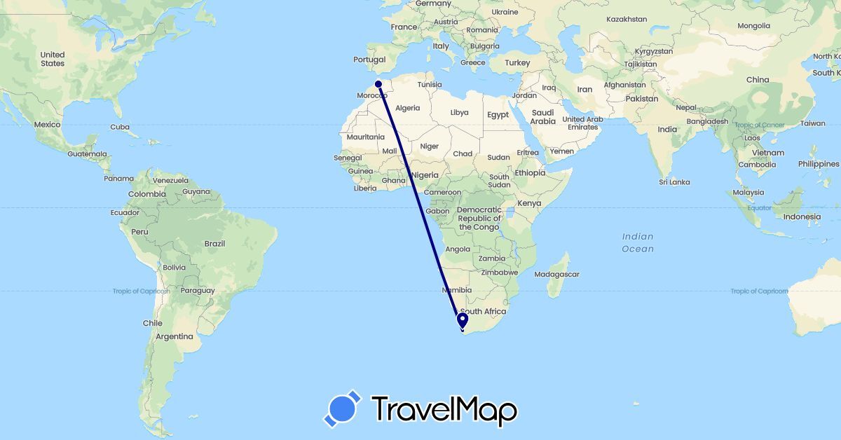 TravelMap itinerary: driving in Morocco, South Africa (Africa)